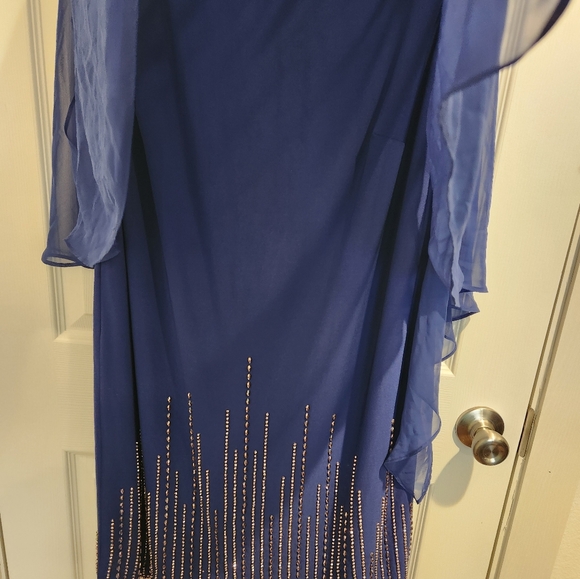 Women's Xscape Royal Blue Layered Gown - Picture 3 of 8